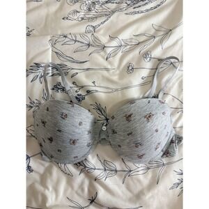 Laura Ashley Gray Floral‎ Lace Underwire Bra 38C
